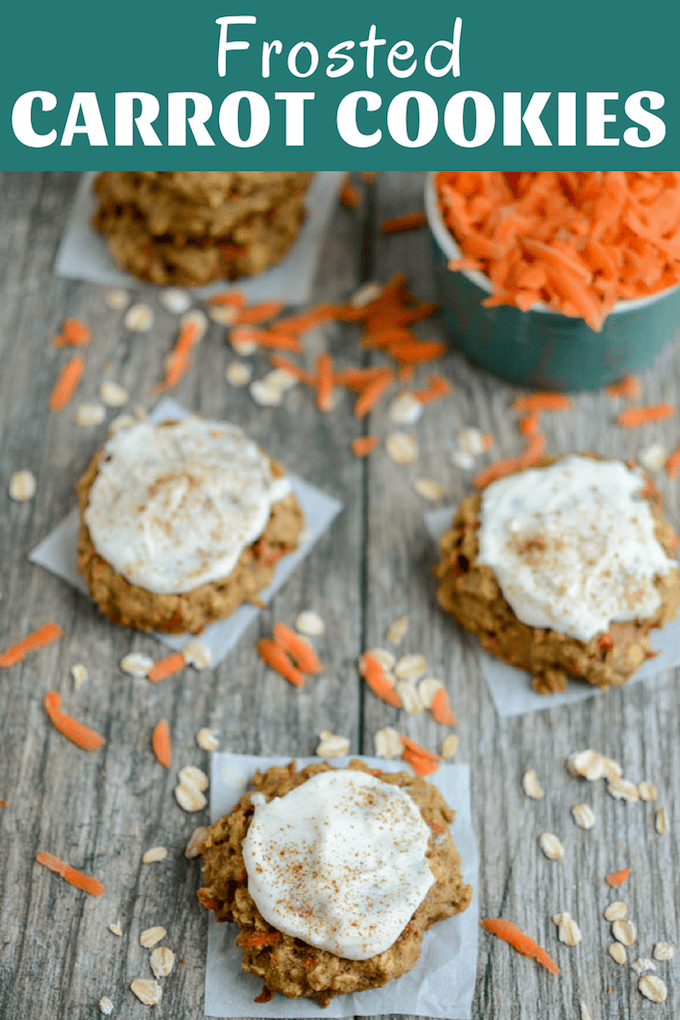Frosted Carrot Cookies 8 These Frosted Carrot Cookies are an easy way to add some veggies to your breakfast or afternoon snack. They're lightly sweetened and taste great with or without the frosting!