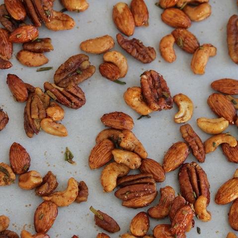 These Rosemary Chipotle Spiced Nuts are full of flavor and make a great party snack!