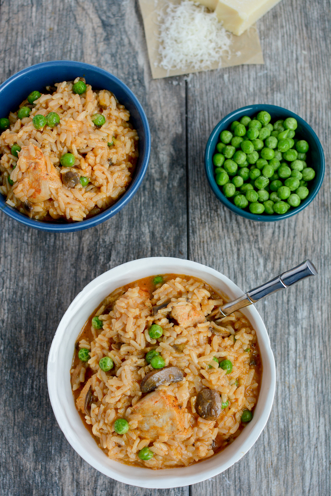 instant pot mushroom risotto with chicken