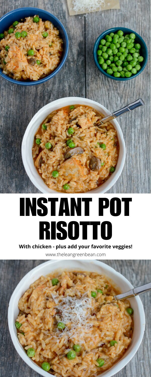 This easy Instant Pot Mushroom Risotto with Chicken is so creamy and delicious! No stirring required and easy to customize with your favorite vegetables!