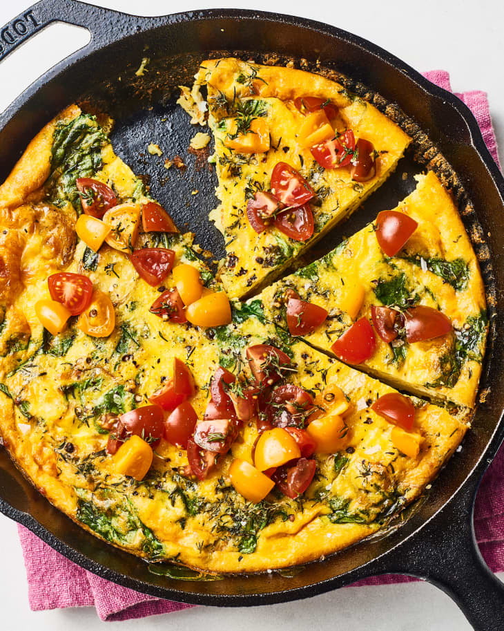 perfect frittata with tomatoes on top