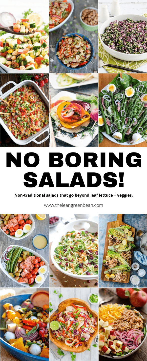 Salads don't always have to be just a bowl full of lettuce! Check out this roundup of 15 non-traditional salads for some fun ways to up your veggie intake!&nbsp;
