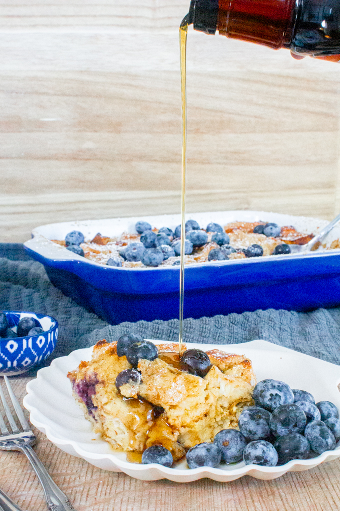 overnight french toast bake with blueberries