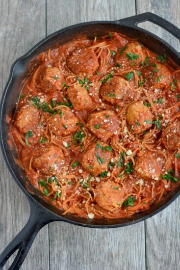 Skillet Spaghetti and Meatballs 1