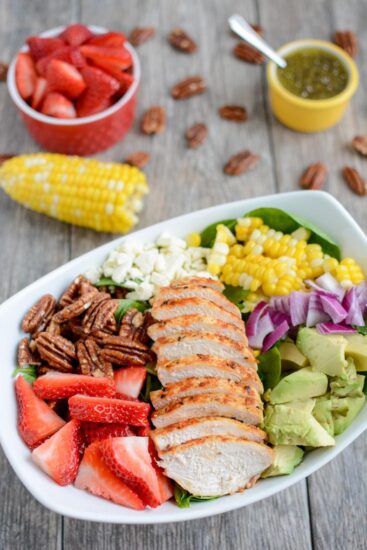Strawberry Chicken Spinach Power Salad 1