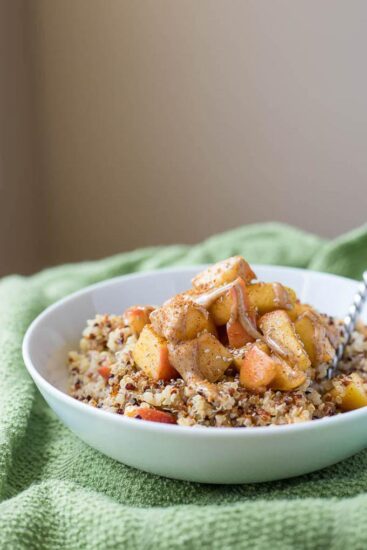 caramelized peach quinoa breakfast bowl 8