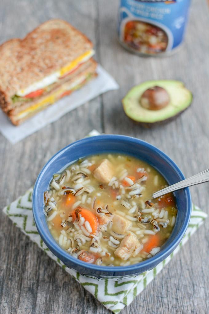 This Easy 5 Minute Lunch is perfect for a busy day. Pair a jazzed up grilled cheese with a cup of soup for an easy, filling meal.