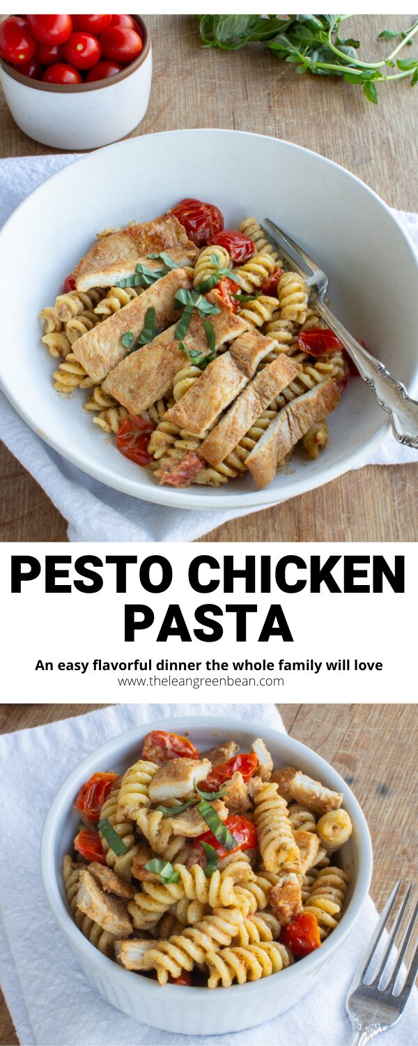 This Chicken Pesto Pasta is an easy and delicious family-friendly dinner recipe that everyone will love! It comes together quickly and is full of flavor!