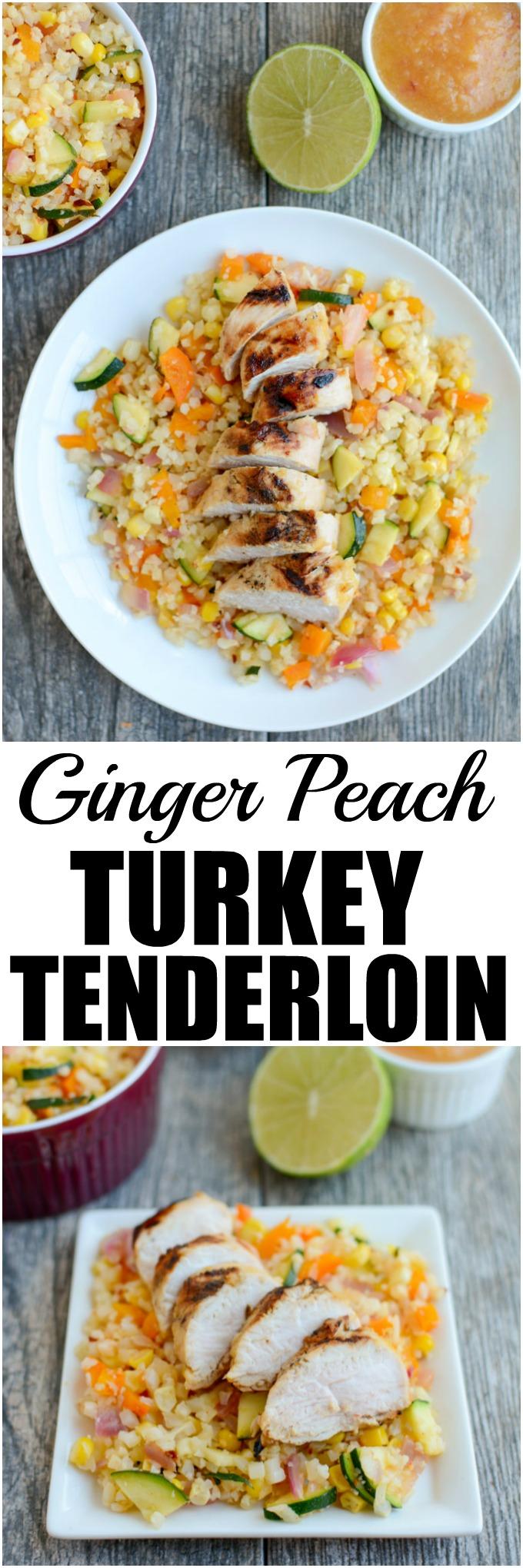 This Grilled Ginger Peach Turkey Tenderloin is perfect for a healthy lunch or dinner. The marinade is made with just five simple ingredients and cooks quickly on the grill! &nbsp;