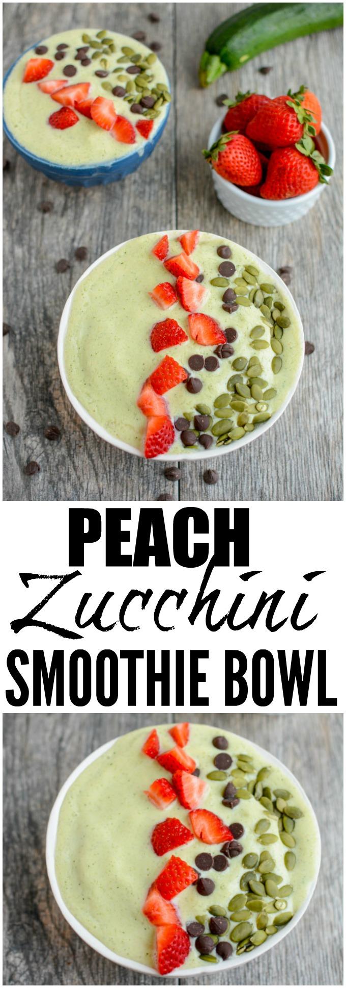 This Peach Zucchini Smoothie Bowl is the perfect way to add some extra vegetables to your smoothie! Frozen zucchini adds creaminess without changing the flavor.&nbsp;