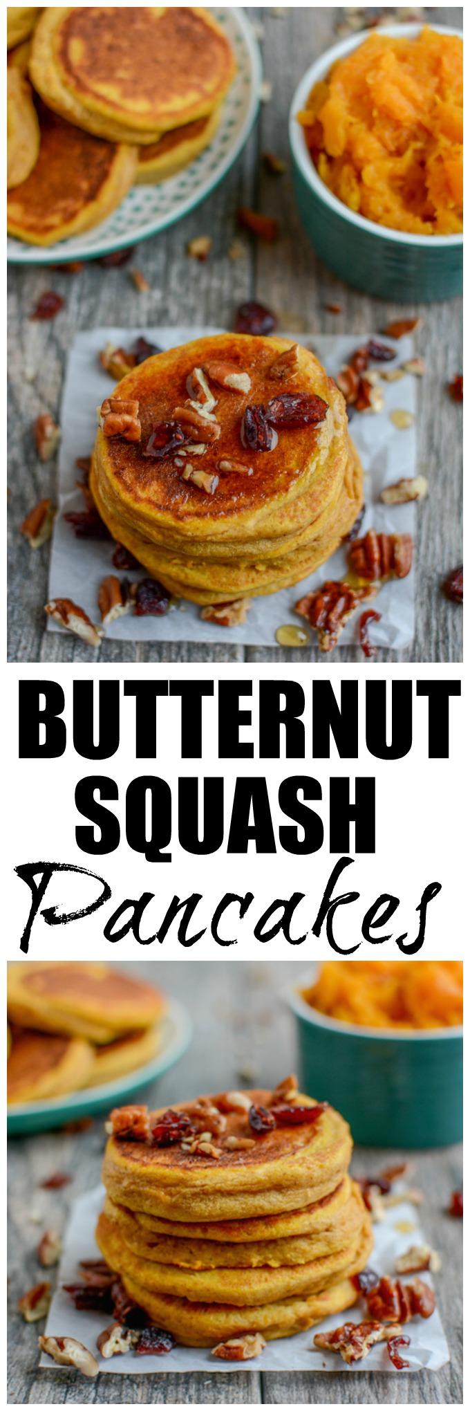 This Butternut Squash Pancakes recipe&nbsp;is an easy way to add some extra vegetables to breakfast! Made with just a few ingredients, they can be made ahead of time and reheated and also make a great, healthy snack!