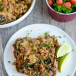 Beef and Cauliflower Stuffed Pepper Casserole with poblano peppers