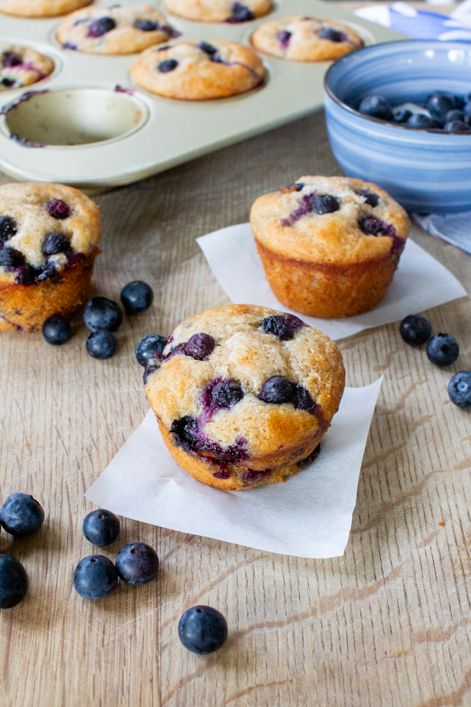 quick and easy low sugar blueberry muffins