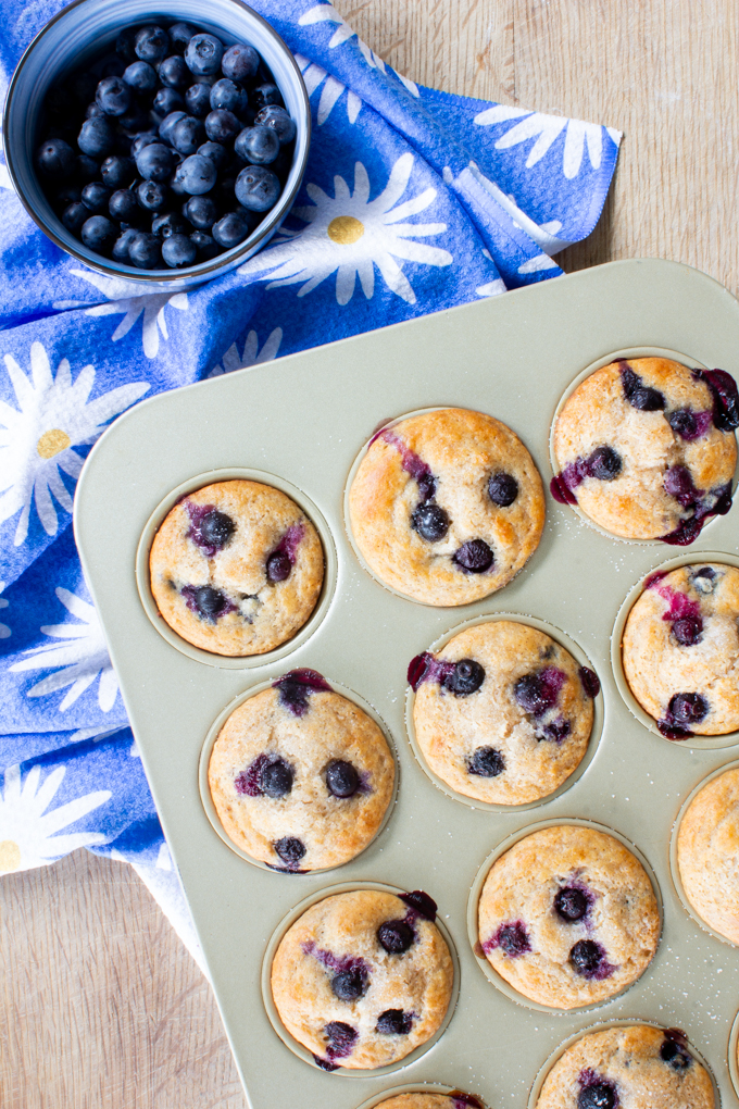 healthy blueberry muffins with Greek yogurt