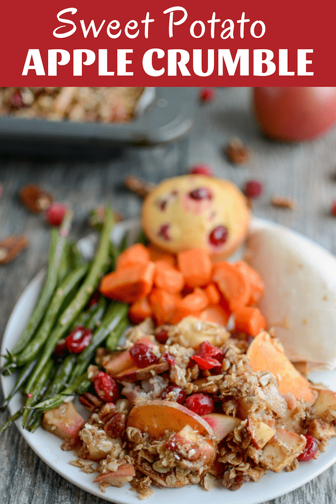 Sweet Potato Apple Cranberry Crumble 14 This Sweet Potato Apple Cranberry Crumble is the perfect addition to your holiday dinner. Make it for a quick and easy Thanksgiving side dish or pop it in the oven while eating and serve it with ice cream for dessert!