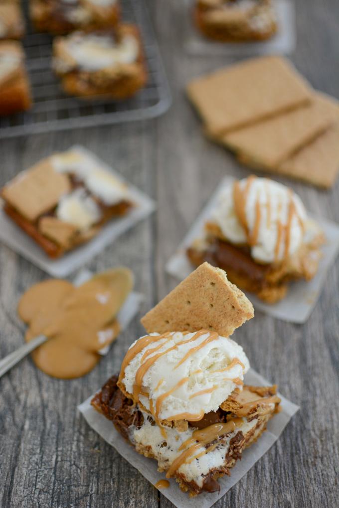 Easy Peanut Butter S'mores Bars 7 Easy Peanut Butter S'mores Bars with scoop of ice cream