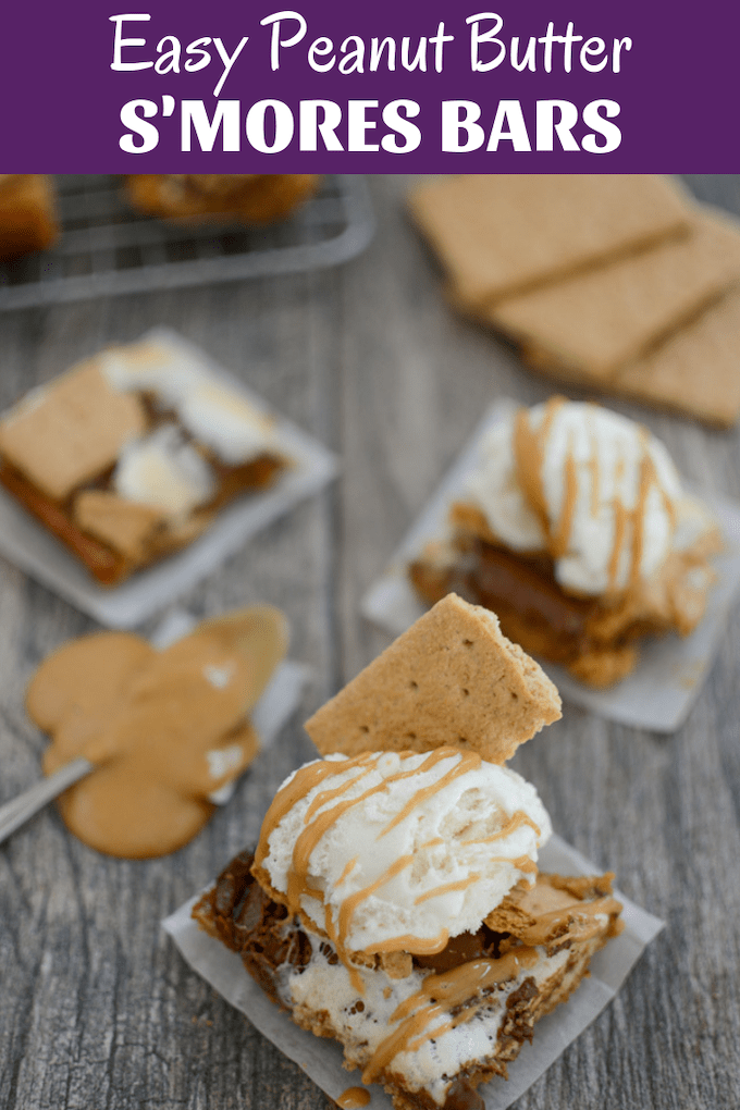 Easy Peanut Butter S'mores Bars 10 These Easy Peanut Butter S'mores Bars are the perfect dessert for a summer BBQ, cookout or party! Eat them plain or top with a scoop of ice cream for a treat everyone will love.