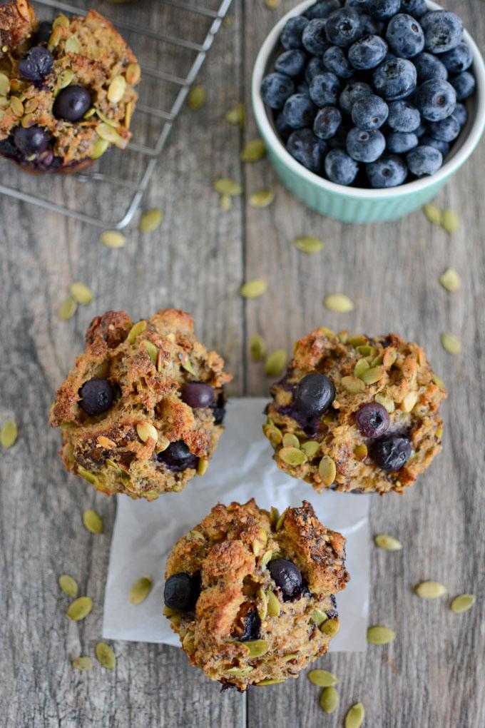 overhead blueberry french toast muffins