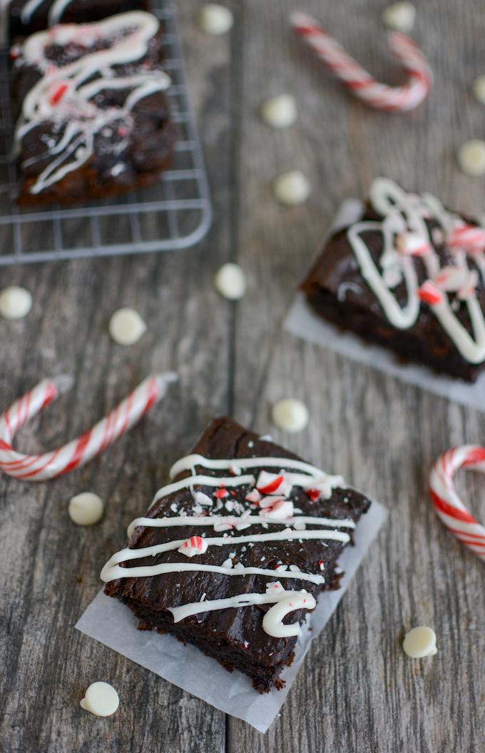 Peppermint Sweet Potato Brownies 6 Peppermint Sweet Potato Brownies sweetened with dates