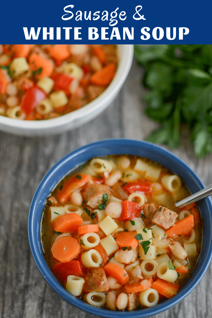 This Sausage and White Bean Soup is simple to make, full of flavor and freezes well for lunch or dinner. Use your favorite sausage or double the beans for a vegetarian version.&nbsp;