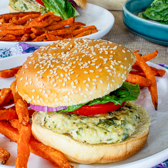 avocado chicken burger with cilantro, ginger and green onions