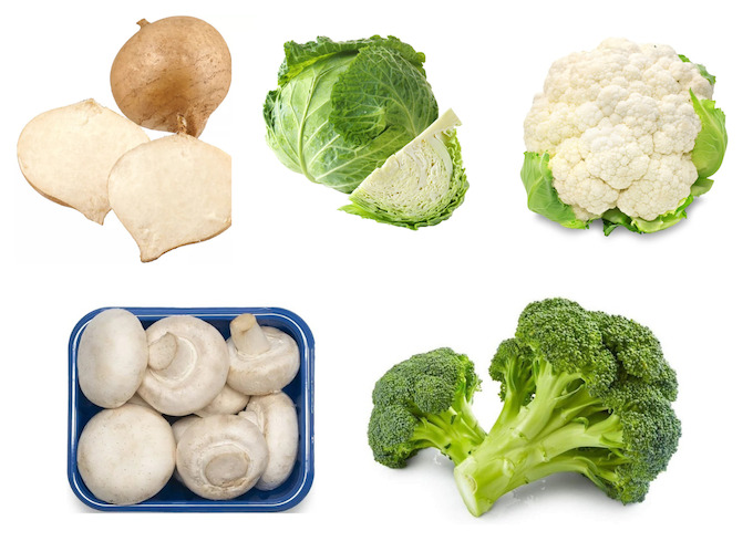 Vegetables you should try: Jicama, Cabbage, Cauliflower, 
Broccoli, Mushrooms