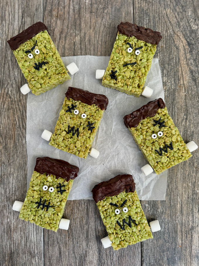 Frankenstein rice krispy treats