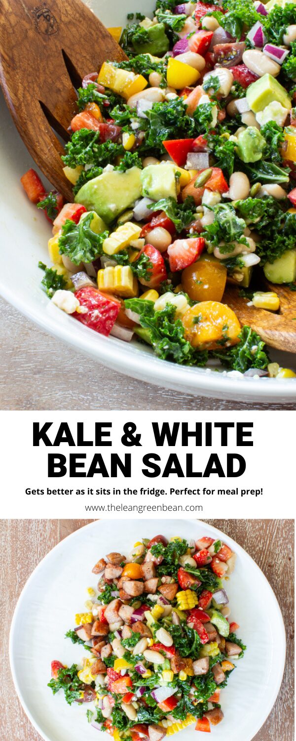This Kale and White Bean Salad is packed with nutrients and the flavor just gets better as it sits in the fridge. The perfect meal prep lunch recipe.