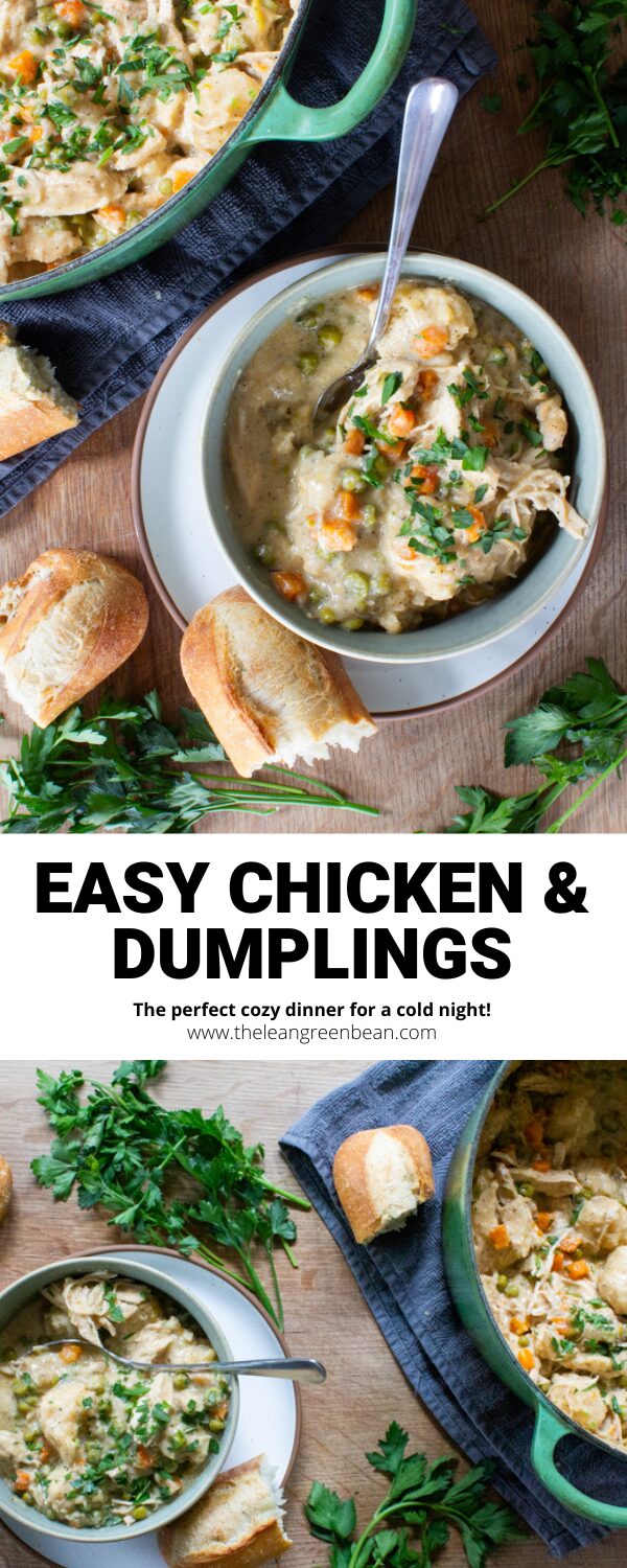 This Chicken and Dumplings recipe requires just one pot and a few simple ingredients. Easy to make gluten-free and the perfect comfort food on a cold night. 
