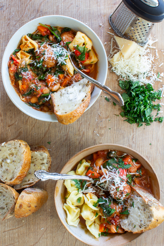 crockpot meatball soup with tortellini