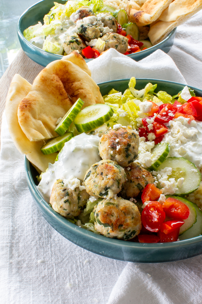 healthy mediterranean meatballs with feta