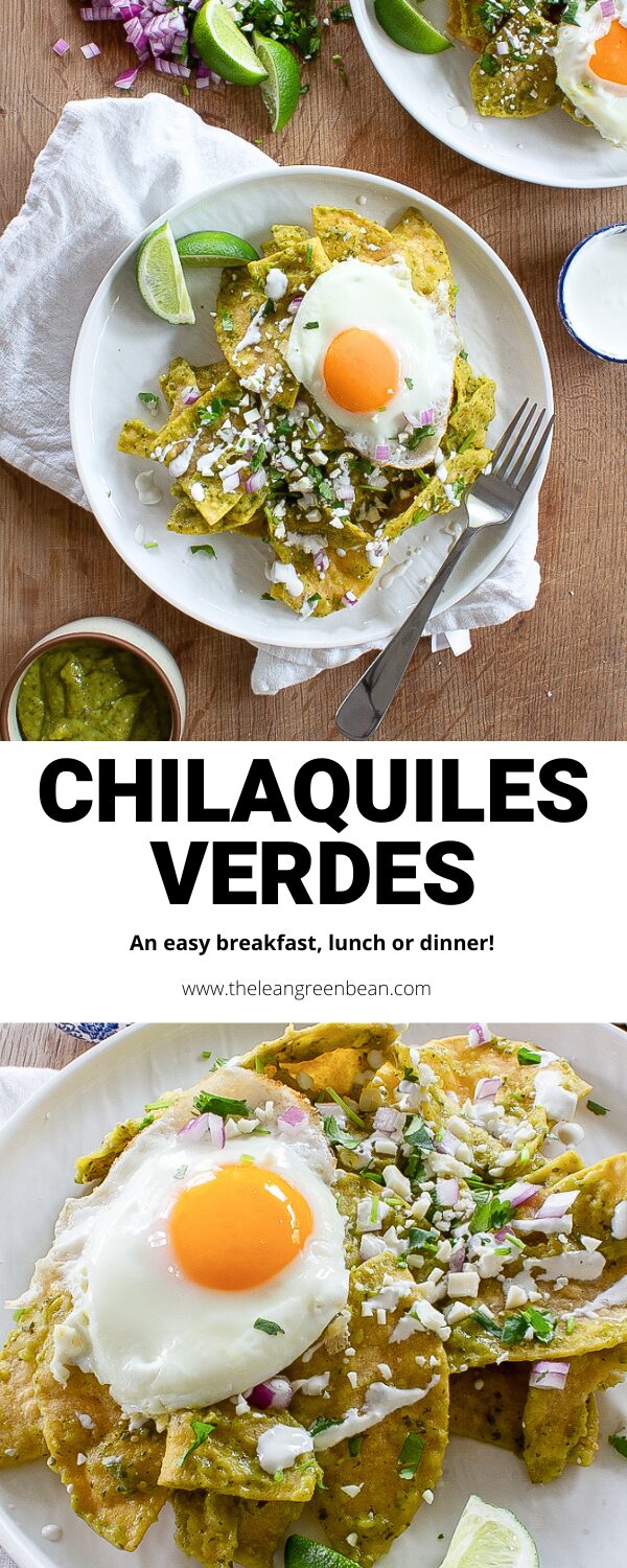 This easy Chilaquiles Verdes recipe is perfect for a quick breakfast, lunch or dinner. Homemade salsa verde is easy to make and adds ton of flavor!
