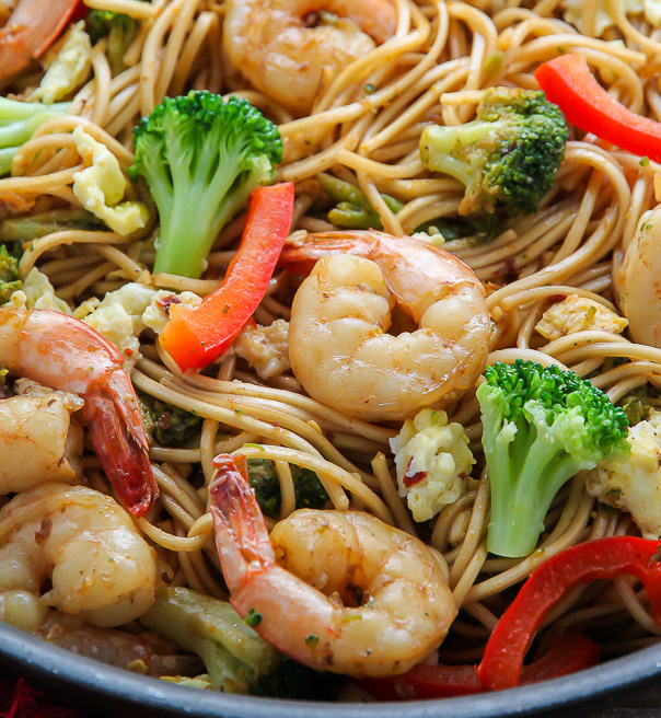20 minute shrimp and broccoli lo mein