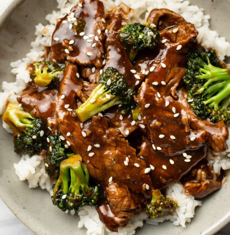 beef and broccoli over rice
