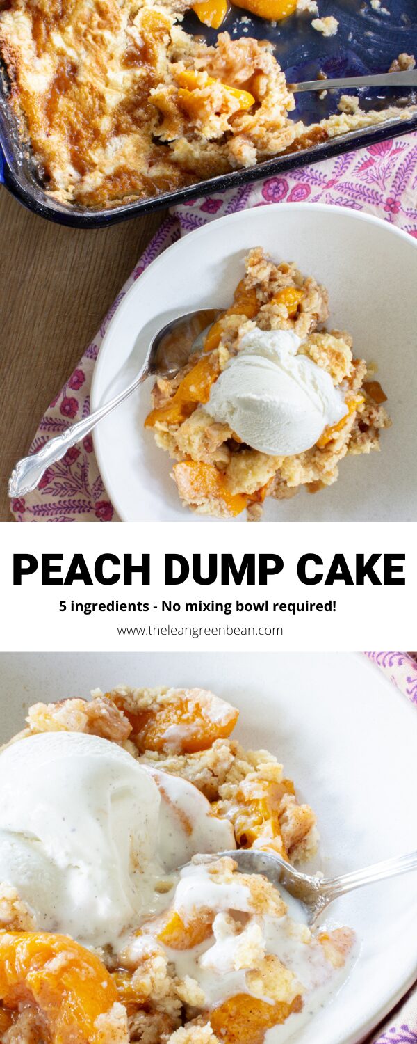 This peach cobbler dump cake couldn't be easier! Just dump a few ingredients into a 9x13 pan, stick it in the oven and dessert is served!